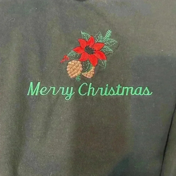 Vintage Christmas Poinsettia Merry Christmas “Ugly” Holidayy Sweatshirt, size XL - Picture 5 of 5